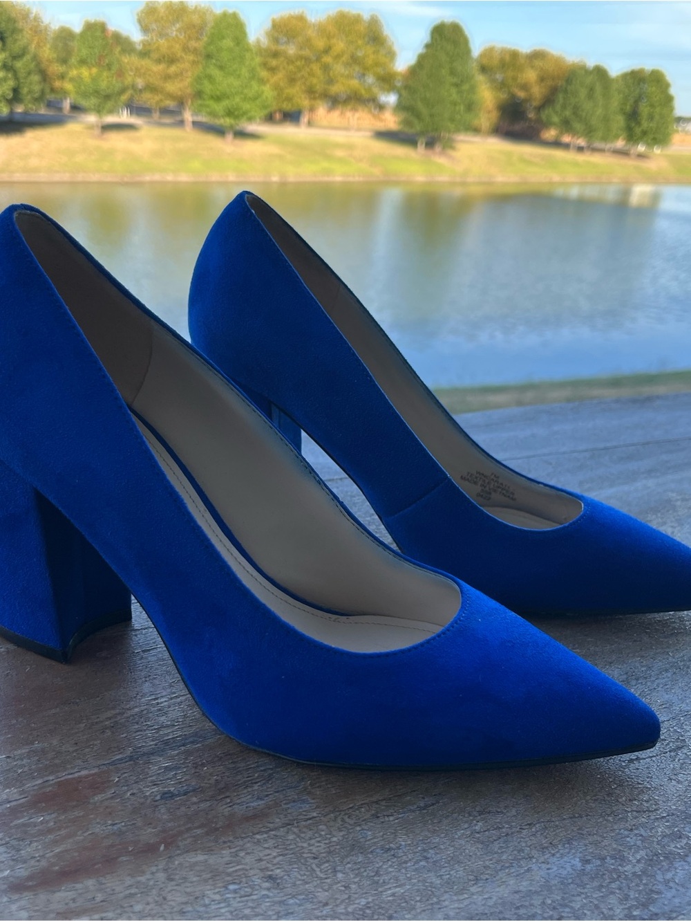Nine West Royal Blue Suede Block Heel Pumps - Women